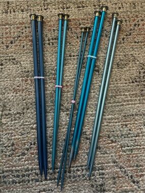 Set of Knitting Needles in Blue & Teal Tones